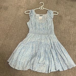 Skylar + Madison blue with white polka dot romper
